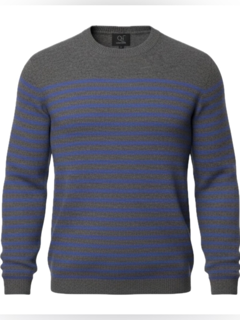 Qi cashmere crewneck striped sweater size medium NWOT